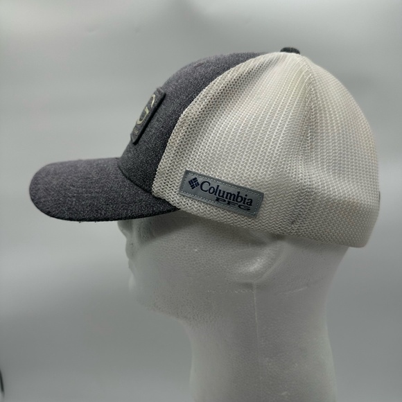 Columbia Flexfit PFG Cap Grey White Unisex Size Baseball PF Logo Mesh Style - Picture 5 of 13